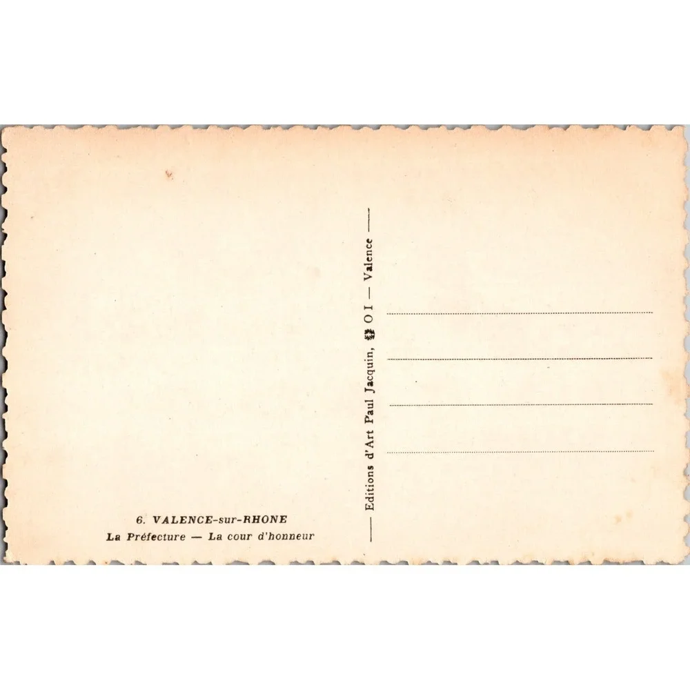 Vintage Valence-sur-Rhone La Prefecture Cour d'Honneur‎ Postcard